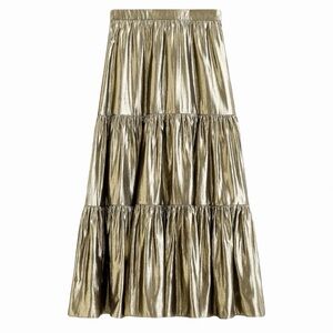 J. Crew - Gold Lame' Tiered Maxi Skirt